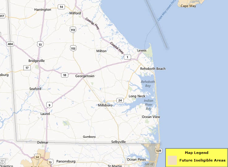 USDA Eligible Areas Sussex County Delaware