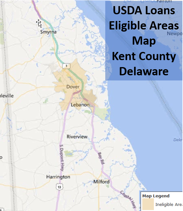 Delaware USDA Rural Housing Loans Eligible Areas Kent county