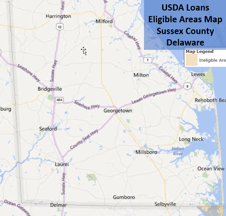 Delaware USDA Loans Eligible Areas Sussex County