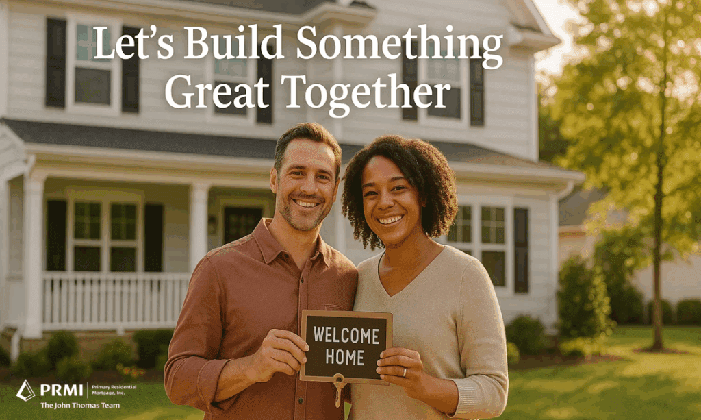 Happy Delaware homeowners holding keys in front of their newly built custom home financed with a One-Time Close Construction Loan