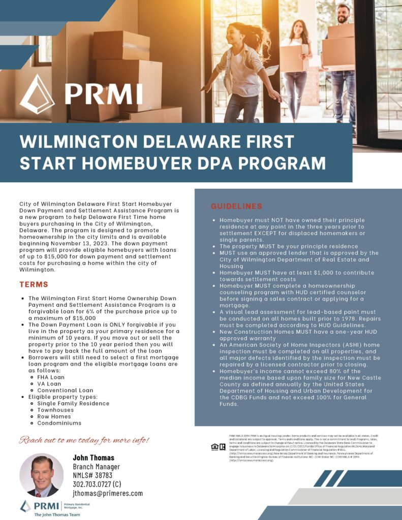 Wilmington First Start Homebuyer Down Payment Program