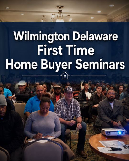 Mobile view of the Wilmington Delaware first-time home buyer seminar event graphic with class dates and registration details