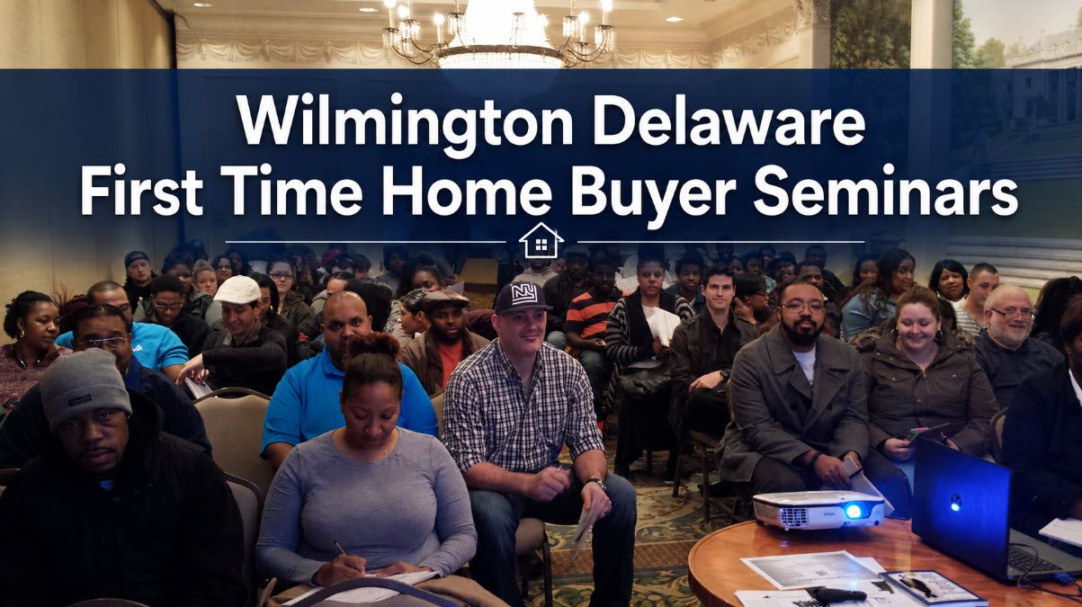 Wilmington Delaware first-time home buyer seminar event graphic with class dates and registration details