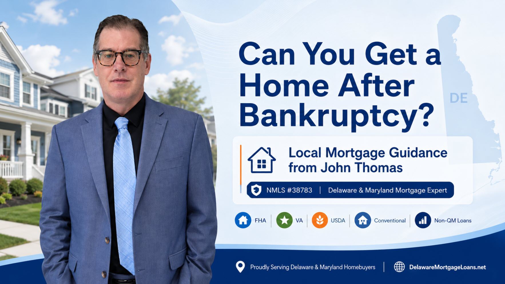 John Thomas, Delaware mortgage loan officer, helping a couple buy a home after bankruptcy - NMLS #38783