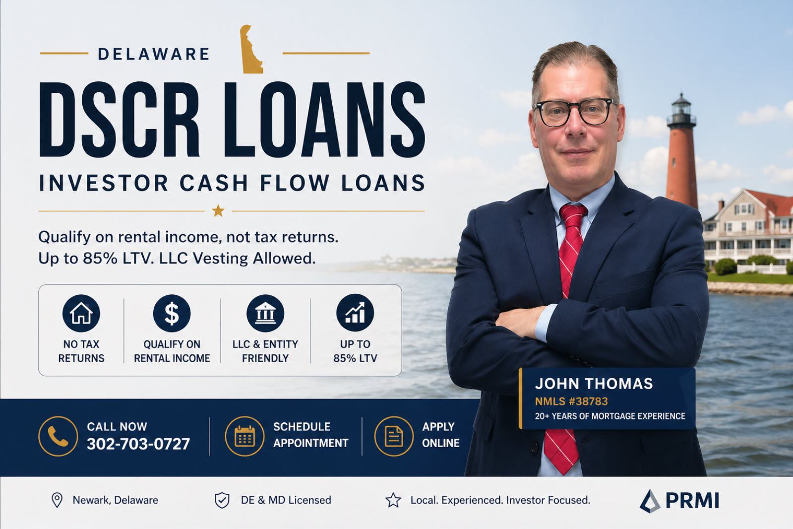 Delaware DSCR Loans - Investor Cash Flow Mortgages with John Thomas NMLS 38783