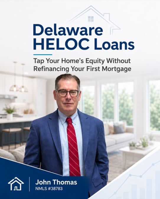 Mobile view of John Thomas, mortgage loan officer at Primary Residential Mortgage, discussing Delaware HELOC and HELOAN home equity loan options - NMLS #38783