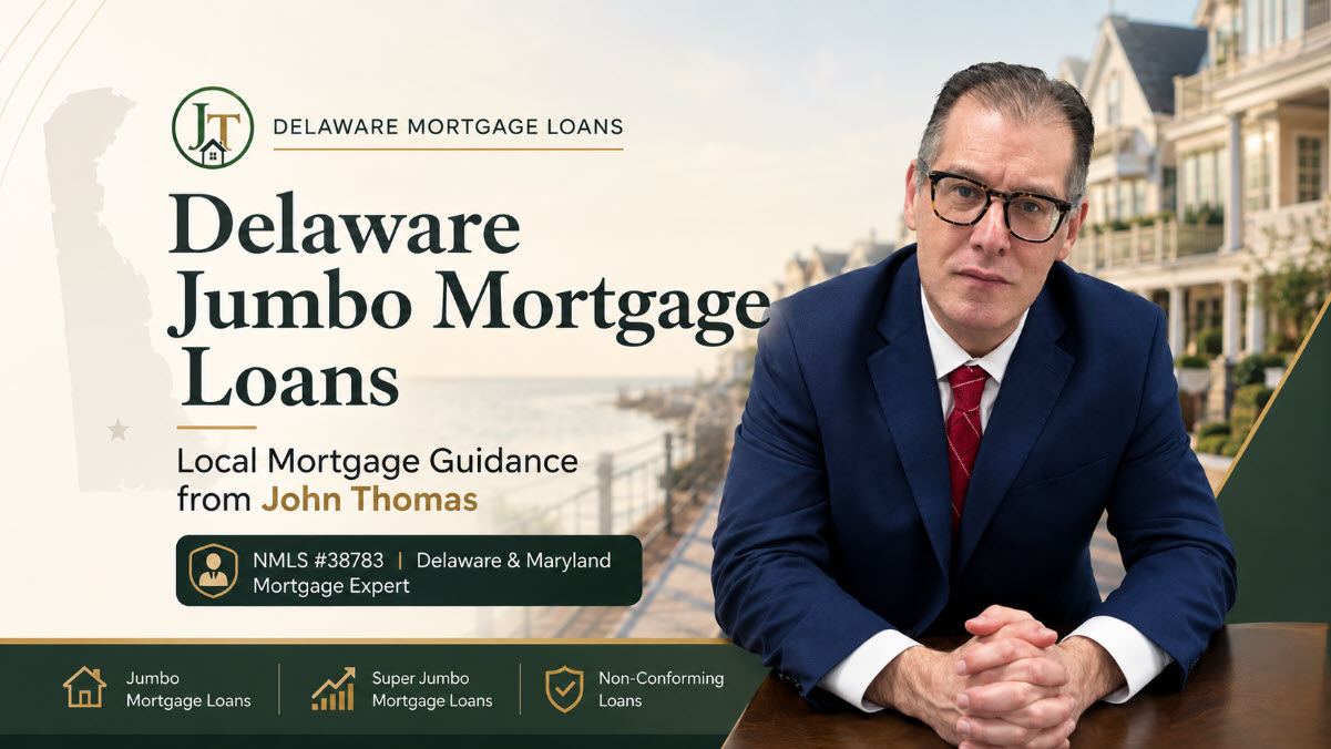 Delaware jumbo mortgage loans with John Thomas - a Newark, Delaware loan officer beside a higher-value Delaware home financed above the conforming limit, NMLS #38783