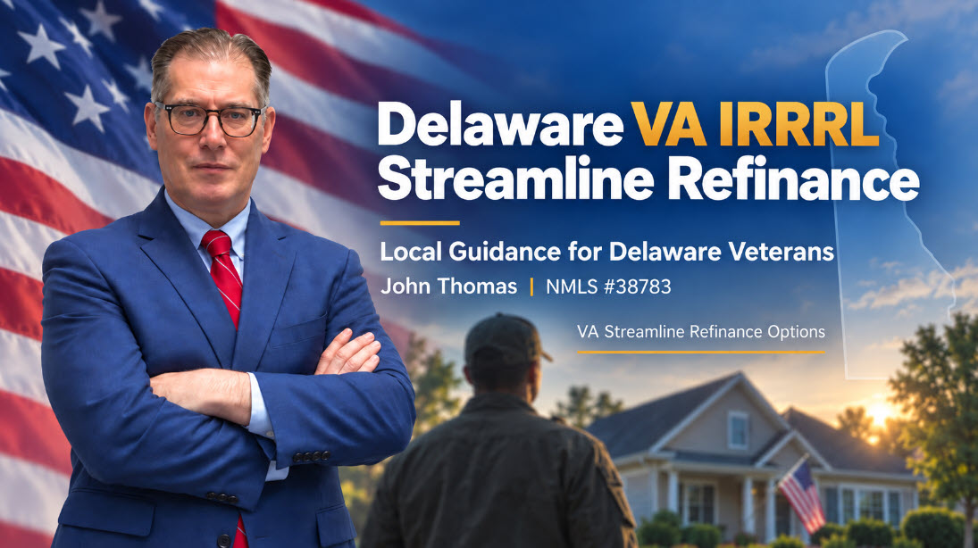 John Thomas explaining the Delaware VA IRRRL streamline refinance to a veteran homeowner - NMLS #38783