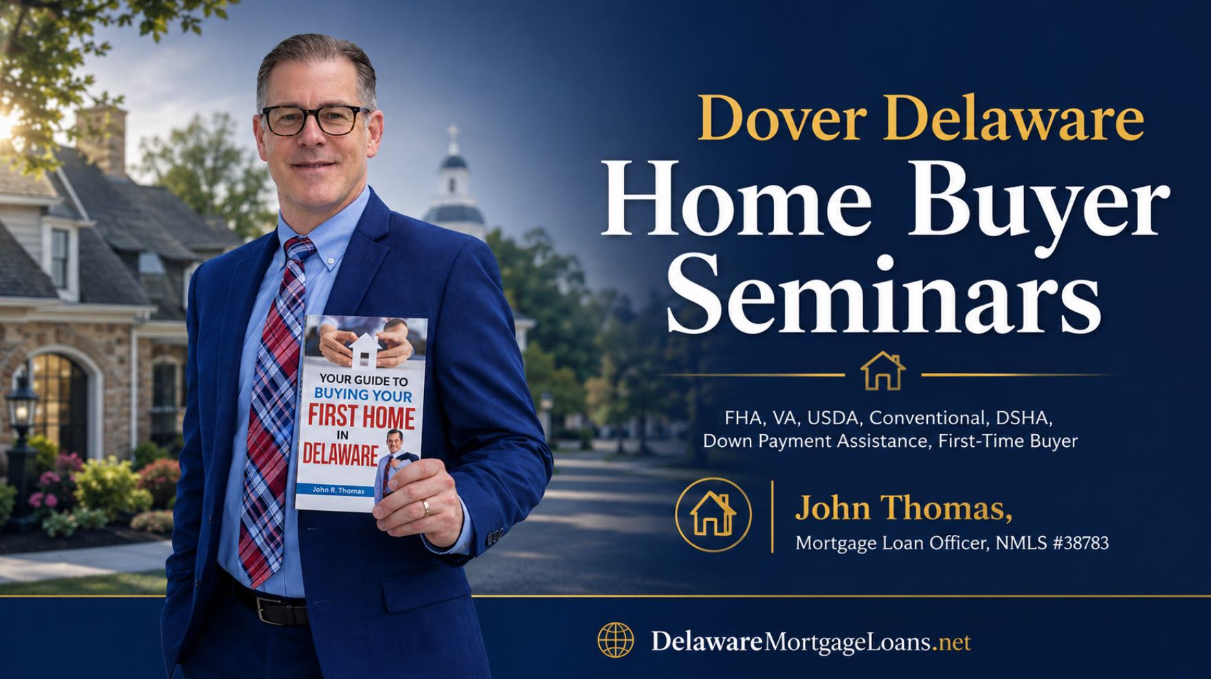 John Thomas, mortgage loan officer, teaching first-time home buyers at a Dover, Delaware home buyer seminar - NMLS #38783