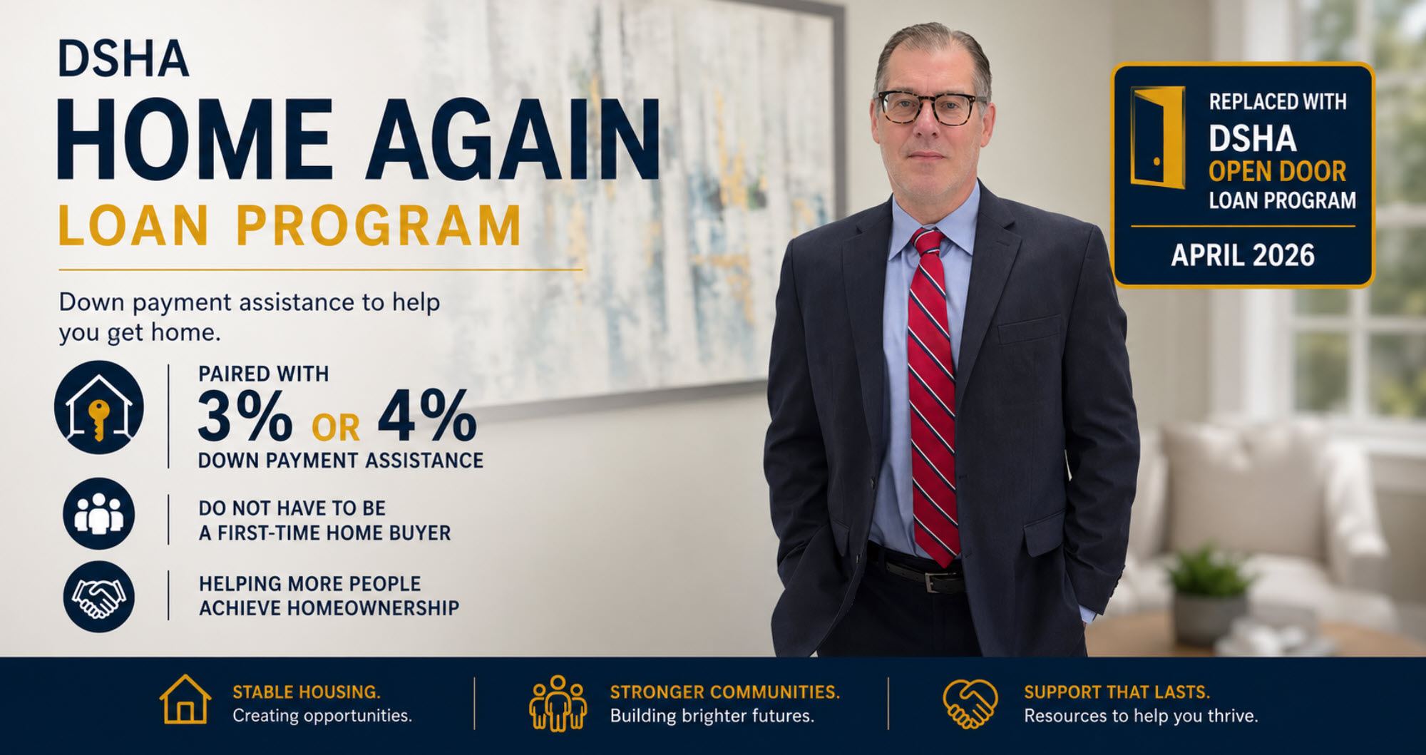 DSHA Home Again Mortgage Loan Program Delaware — Program Renamed DSHA Open Door April 2026 — John Thomas NMLS 38783 DSHA Approved Lender
