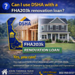 Can I use DSHA with FHA 203k renovation loan Delaware down payment assistance