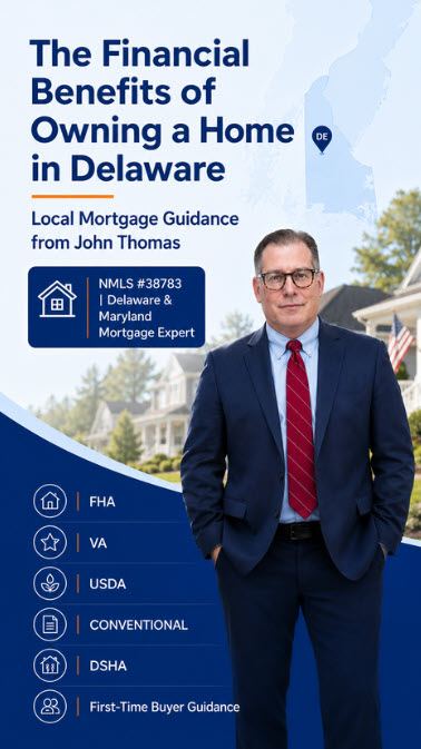 Mobile view of a Delaware family in front of the home they own, with mortgage loan officer John Thomas - NMLS #38783