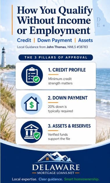Mobile view of John Thomas, mortgage loan officer in Newark DE, Guide to Qualifying Without Income or Employment - NMLS #38783