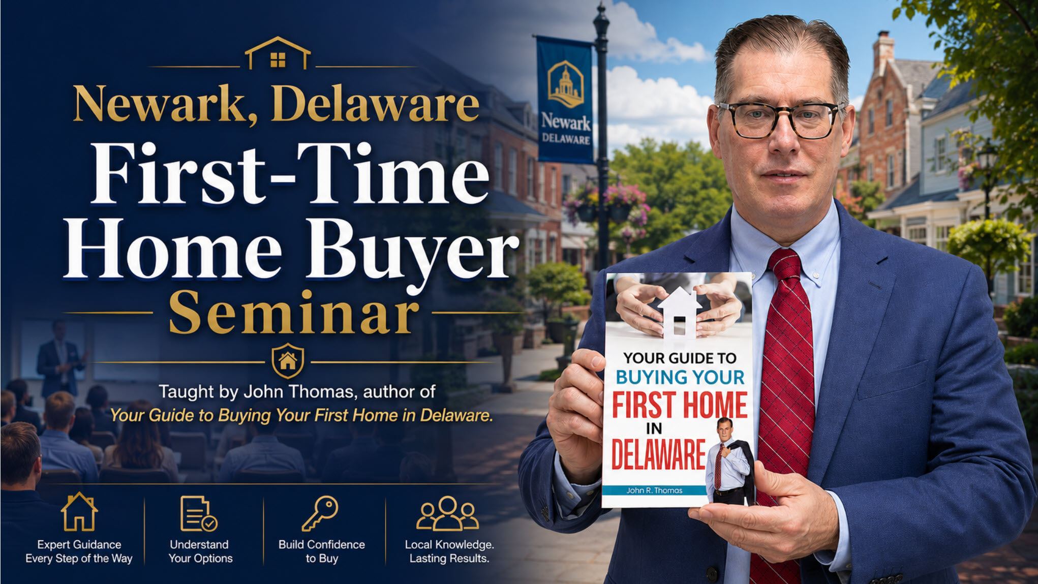 John Thomas, mortgage loan officer at Primary Residential Mortgage in Newark Delaware, presenting the free virtual Newark Delaware First Time Home Buyer Seminar - NMLS #38783