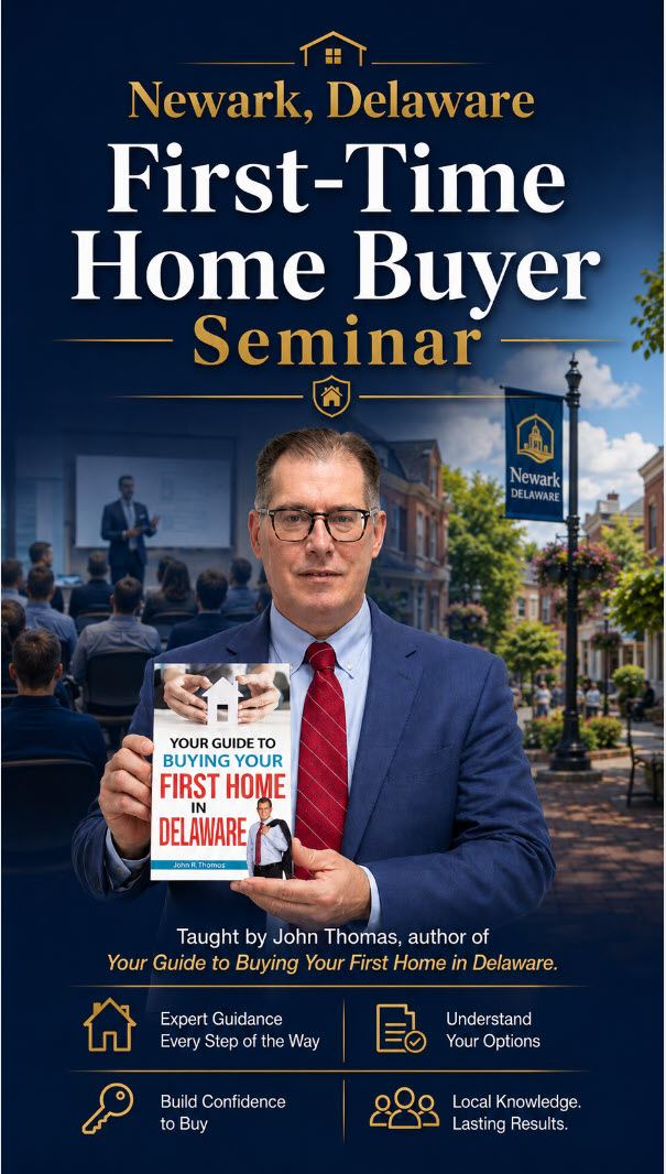 Mobile view of John Thomas, mortgage loan officer at Primary Residential Mortgage, presenting the Newark Delaware First Time Home Buyer Seminar - NMLS #38783
