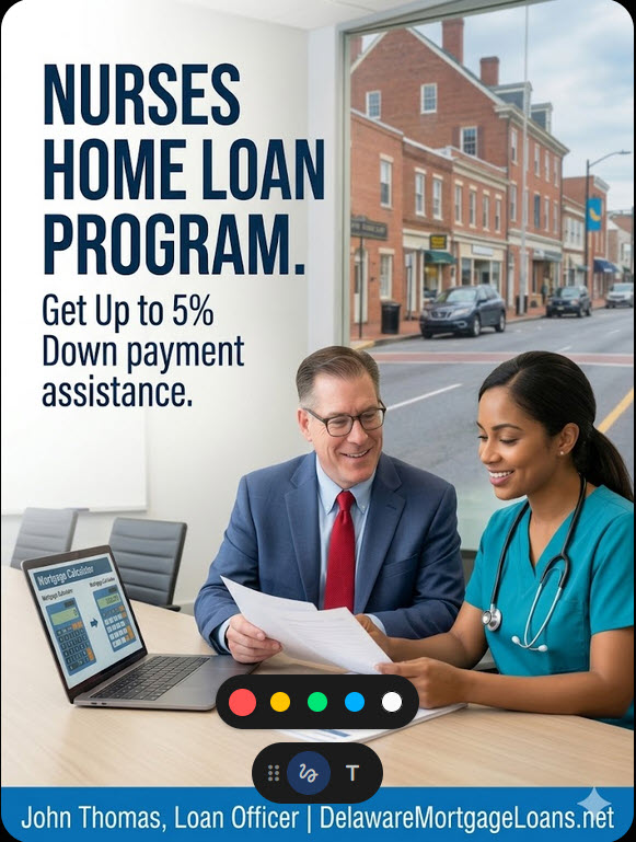 John Thomas reviewing the Delaware Nurses Mortgage Program with a nurse - up to 5% down payment assistance available for healthcare workers
