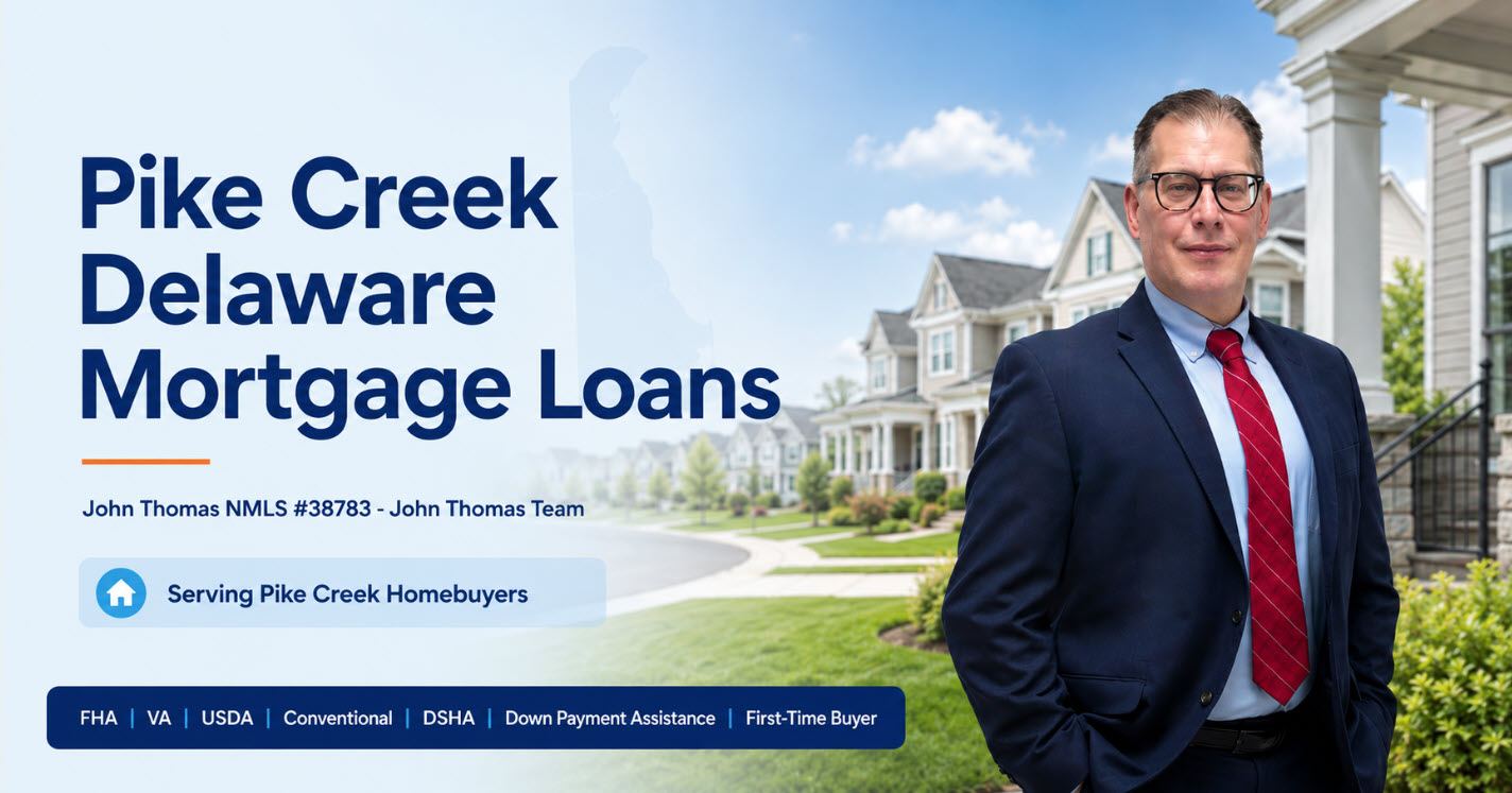 John Thomas, mortgage loan officer, standing outside the Primary Residential Mortgage office at 248 E Chestnut Hill Rd in Newark DE, the local home base serving Pike Creek Delaware buyers - NMLS #38783