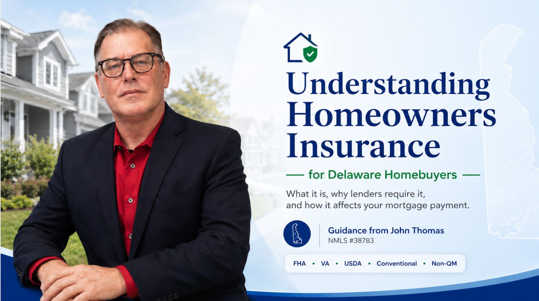 John Thomas, mortgage loan officer, reviewing a homeowners insurance declarations page with a Delaware homebuyer - NMLS #38783