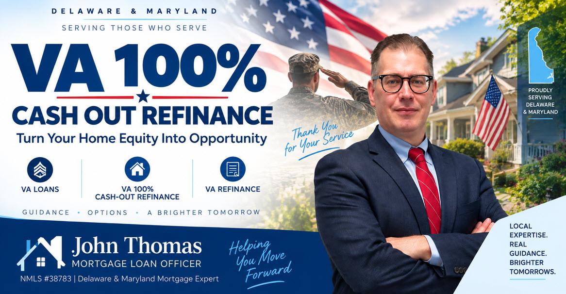 John Thomas explaining the VA cash-out refinance to a Delaware veteran homeowner - NMLS #38783