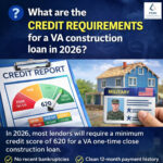 What are the credit requirements for a VA one time close construction loan in 2026