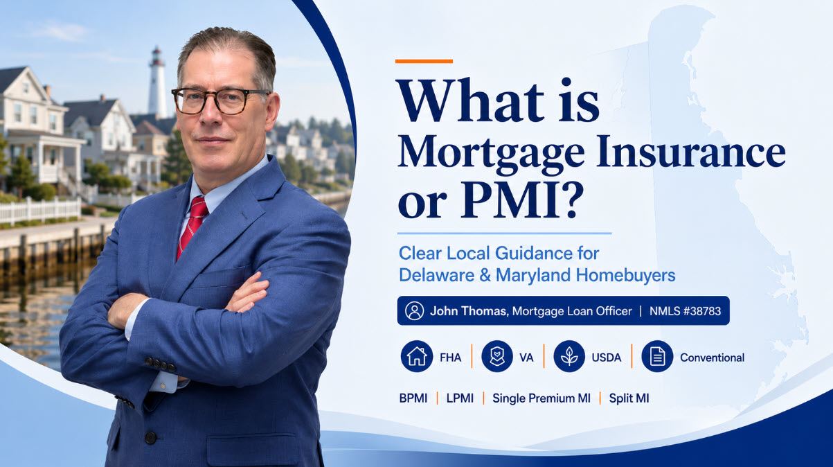 John Thomas, mortgage loan officer at Primary Residential Mortgage in Newark DE, explaining how mortgage insurance works for Delaware home buyers - NMLS #38783
