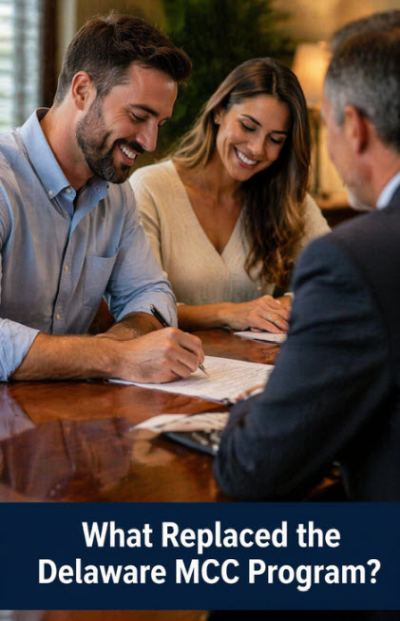 What replaced the Delaware MCC program — DSHA Welcome Home loan program couple signing closing documents Newark Delaware